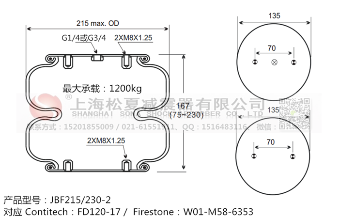 JBF215/230-2橡膠<a href='http://tsbbyy.cn/' target='_blank'><u>空氣彈簧</u></a>