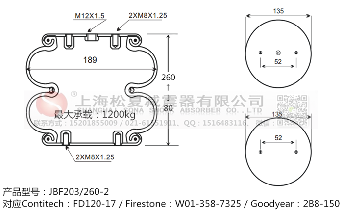 JBF203/260-2橡膠<a href='http://tsbbyy.cn/' target='_blank'><u>空氣彈簧</u></a>