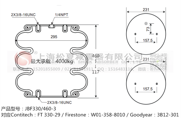 JBF330/460-3橡膠<a href='http://tsbbyy.cn/' target='_blank'><u>空氣彈簧</u></a>